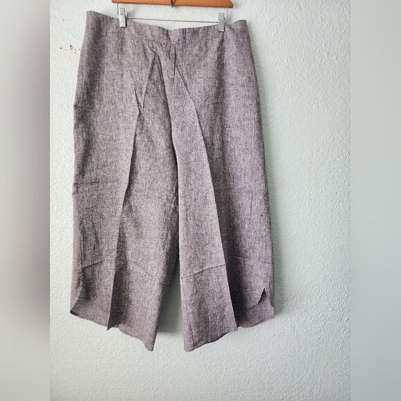 Cynthia Rowley Gray Linen Blend Crop Wide Leg Pants - Picture 3 of 12